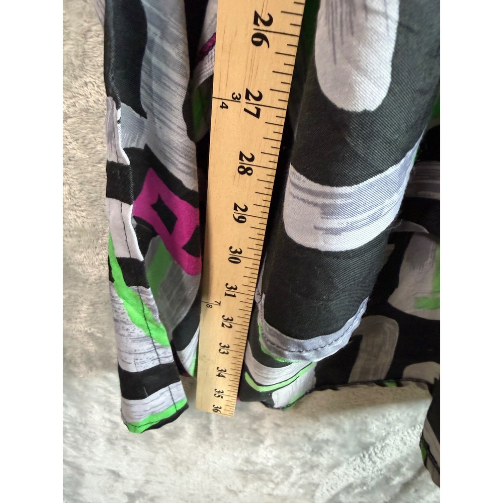 JULIO Blouse Womens Black Green Pink Abstract Button Front Long Tunic 3X - Picture 5 of 9